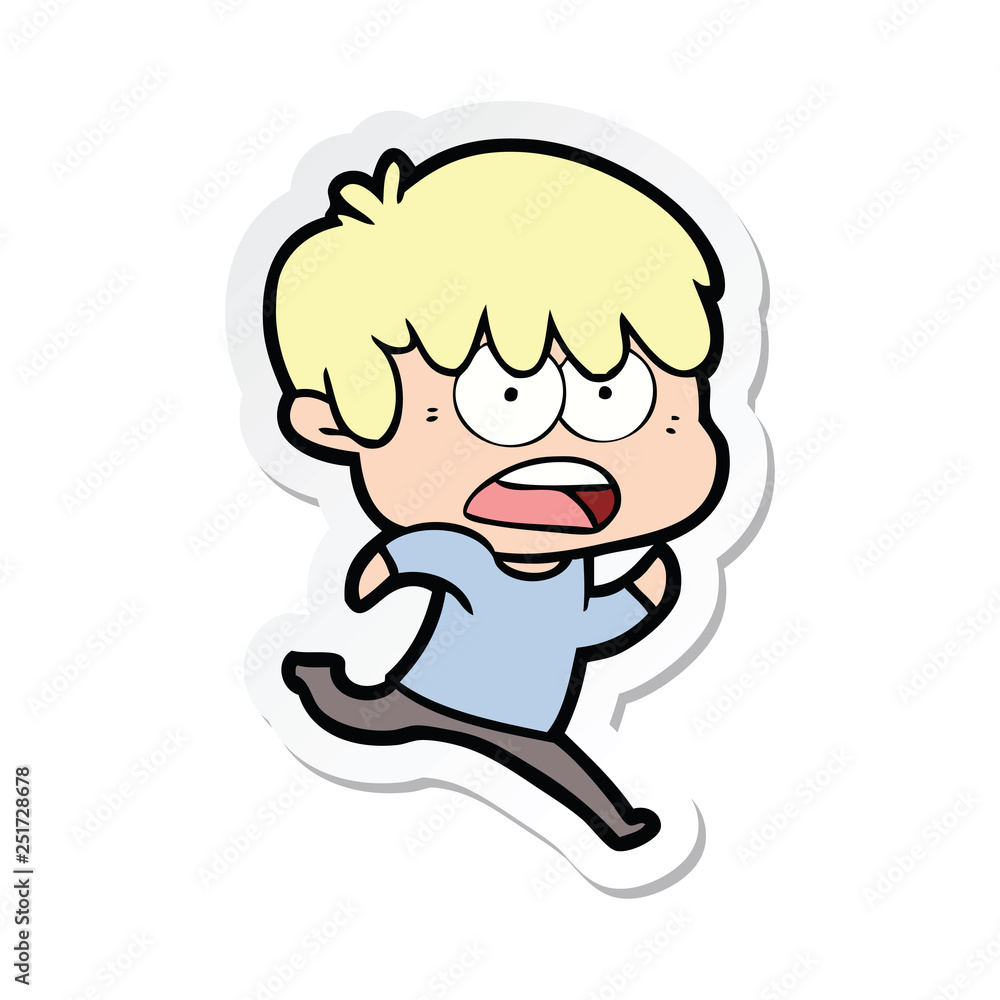 sticker of a worried cartoon boy sticker of a worried cartoon boy