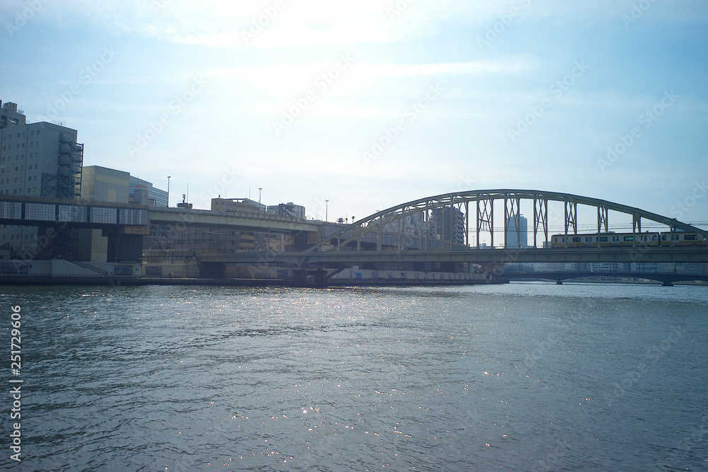 Naklejka premium 鉄橋と川