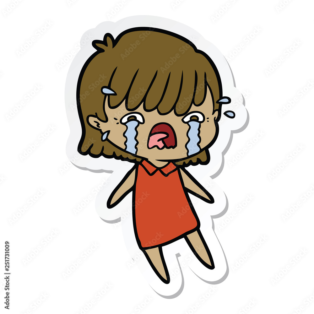 sticker of a cartoon girl crying sticker of a cartoon girl crying