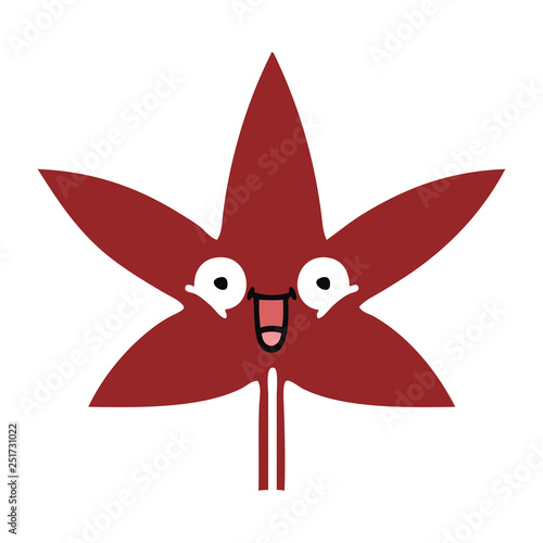 flat color retro cartoon autumnal leaf