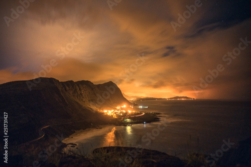 Oahu, Hawaii night coastline