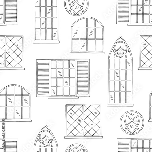 Windows graphic black white seamless pattern background sketch illustration vector