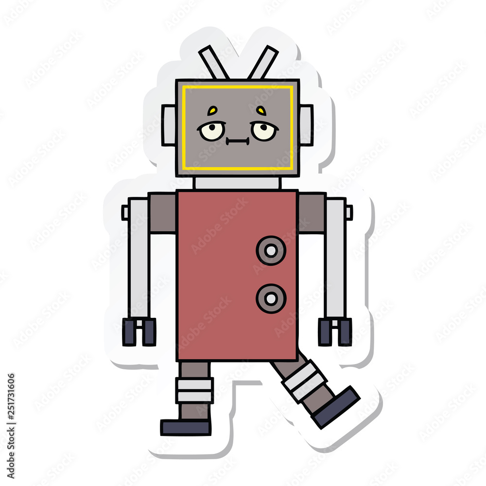 sticker of a cute cartoon robot sticker of a cute cartoon robot
