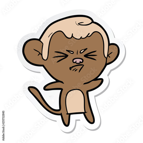 sticker of a cartoon annoyed monkey