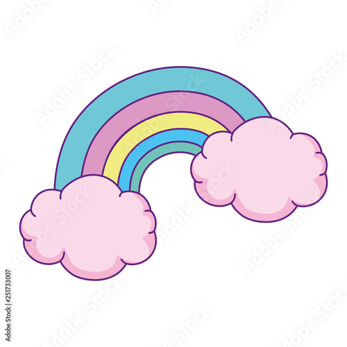 cute rainbow with clouds