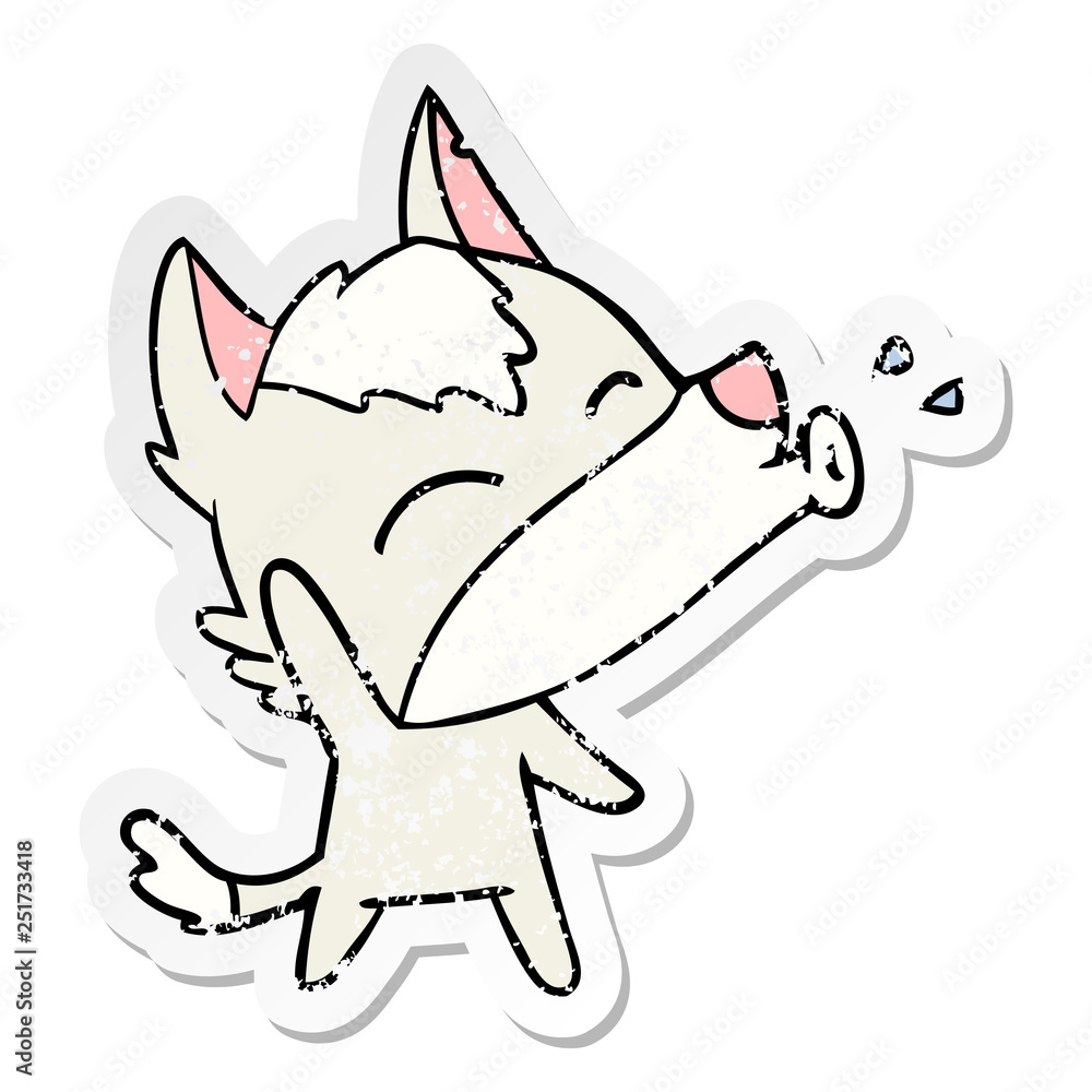 Fototapeta premium distressed sticker of a howling wolf cartoon