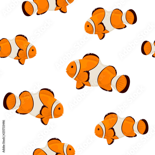 Seamless Background with Clown Fish