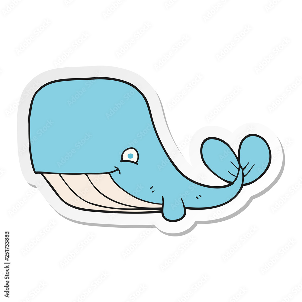 sticker of a cartoon happy whale sticker of a cartoon happy whale