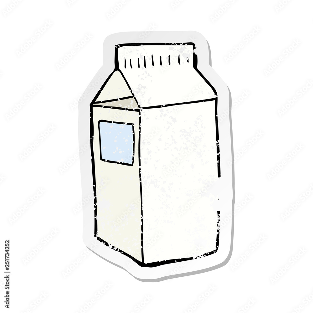 distressed sticker of a cartoon milk carton Stock Vector | Adobe Stock