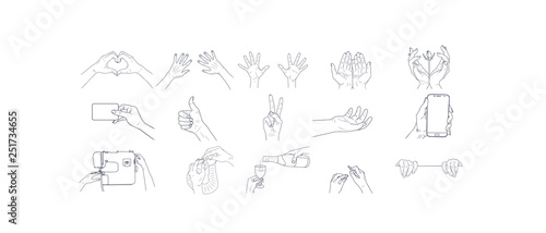 Vector set sketch illustration - female hands