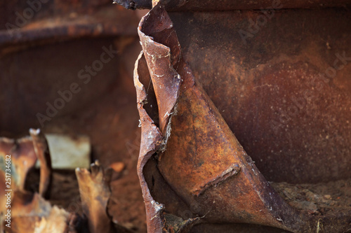 Rusted pieces of torn metal.