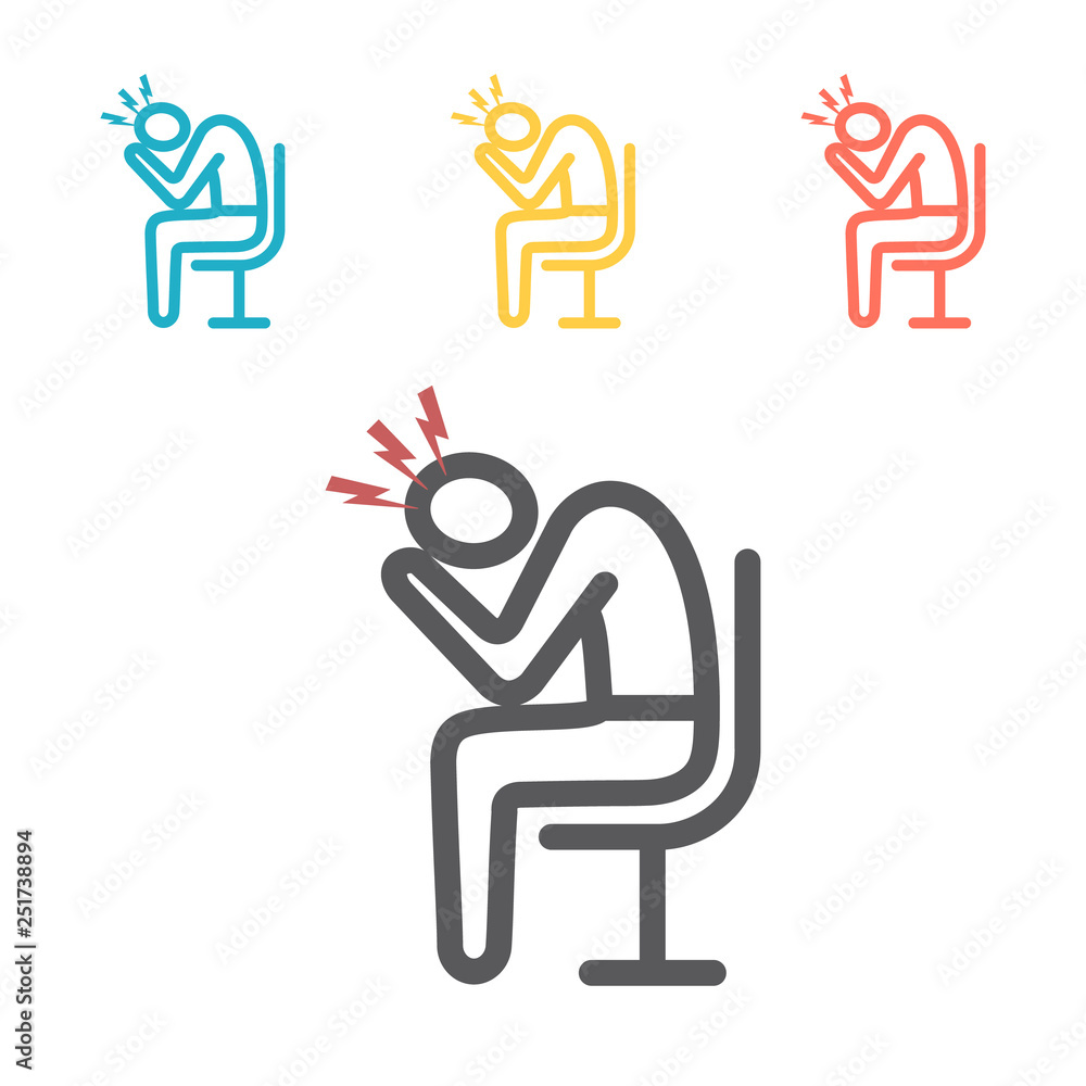 Headache. Line icons. Symptoms. Vector signs for web. Headache. Line icons. Symptoms. Vector signs for web.