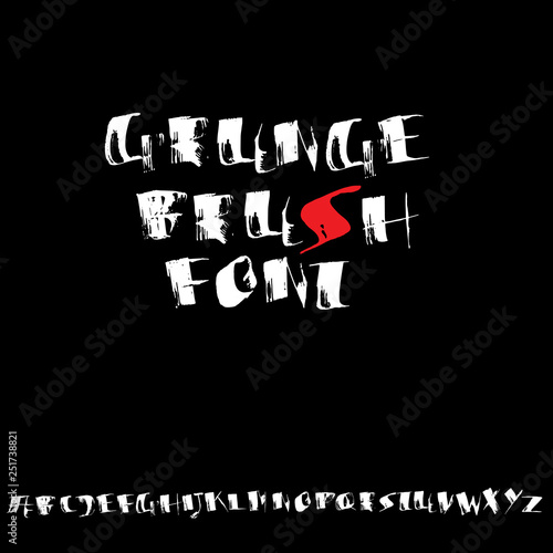 Grungy modern dry brush lettering. Handdrawn grunge ink font. Vector illustration.