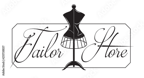 Vector monochrome illustration for design showcase tailor shop