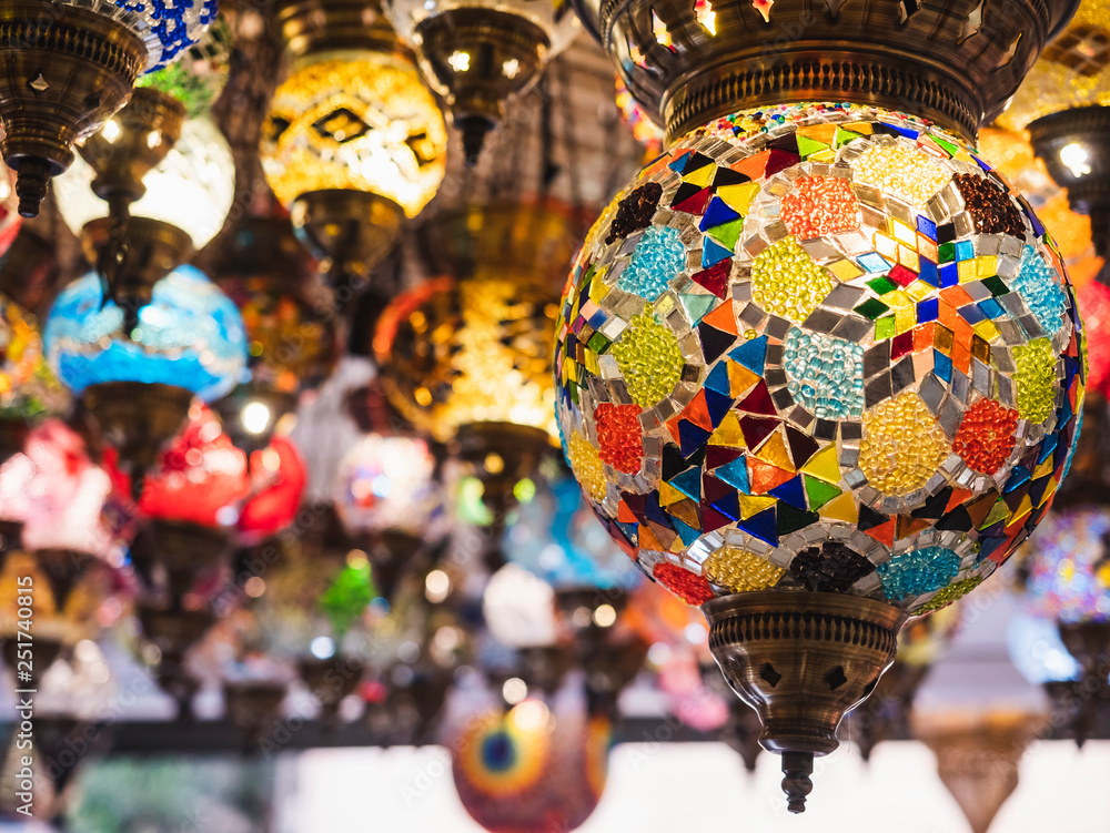 Colourful Lamp lighting Interior shop decoration Istanbul Turkey market