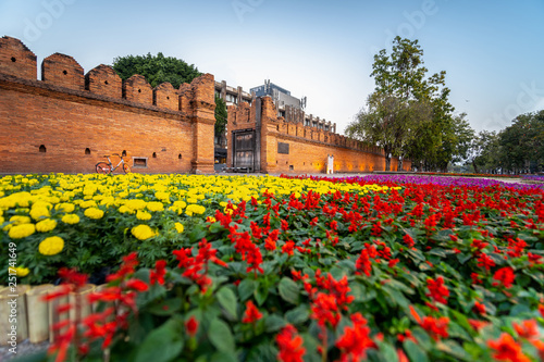 Tha Phae Gate of old city in Chiang Mai, Thailand. .