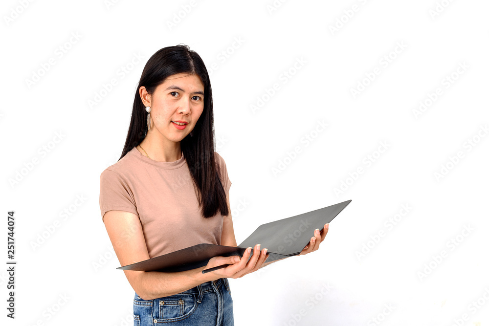 Attractive girl with document paper folder Attractive girl with document paper folder