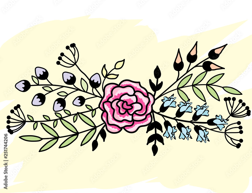 sketch illustration of flowers. Suitable for greeting card design.