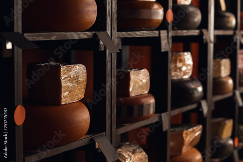 Assortment of tasty cheese ...