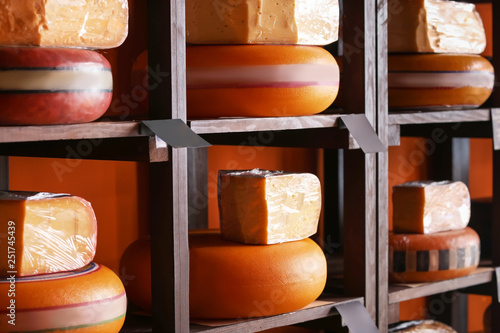 Assortment of tasty cheese ...