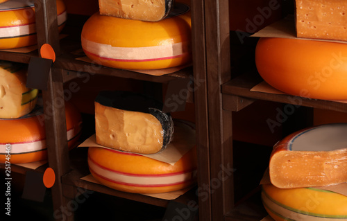 Assortment of tasty cheese ...