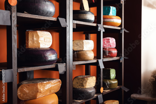 Assortment of tasty cheese ...