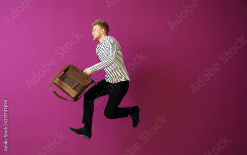 Jumping man with stylish br...