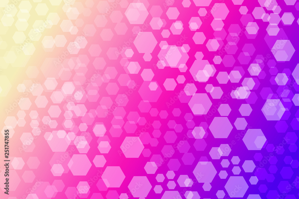 Hexagon Bokeh lights gradient background template. 