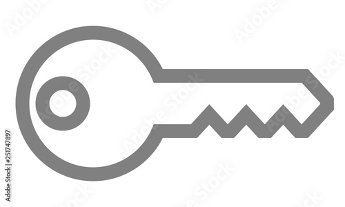 Key symbol icon - red simple outline, isolated - vector