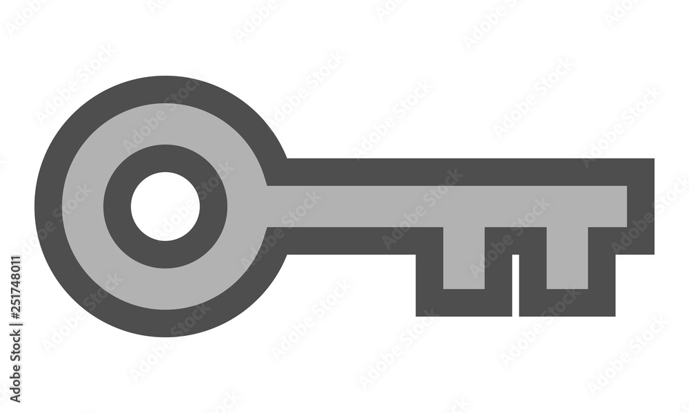 Key symbol icon - red with outline, isolated - vector Key symbol icon - red with outline, isolated - vector