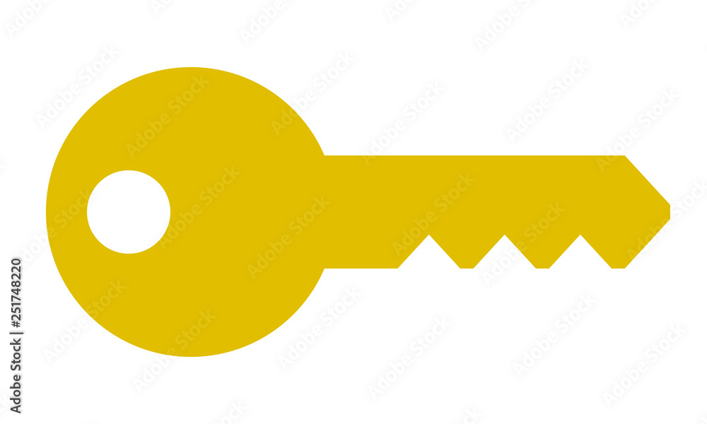 Key symbol icon - golden simple, isolated - vector Key symbol icon - golden simple, isolated - vector