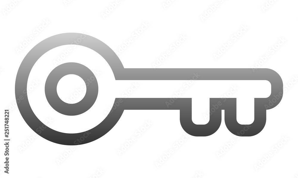 Key symbol icon - red gradient outline, isolated - vector Key symbol icon - red gradient outline, isolated - vector