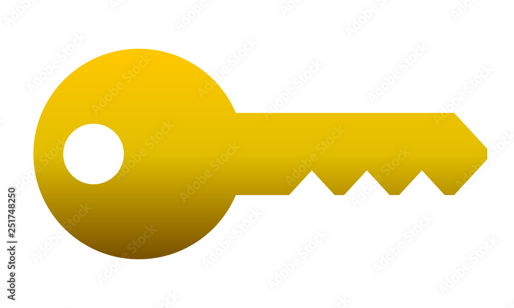 Key symbol icon - golden gradient, isolated - vector Key symbol icon - golden gradient, isolated - vector