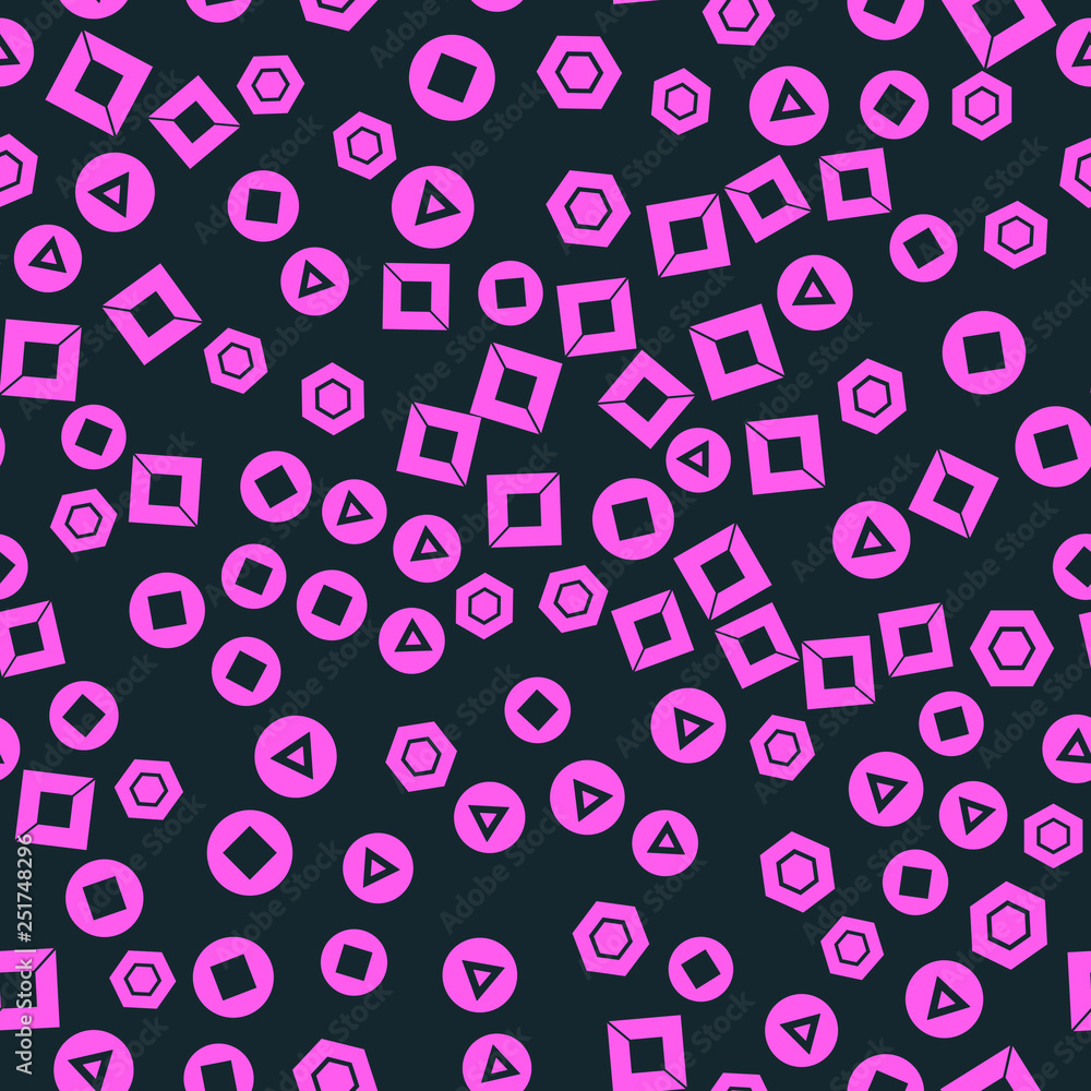 Colorful pattern with different shapes objects. Texture background for textile, print, paper, fabric background, wallpaper Colorful pattern with different shapes objects. Texture background for textile, print, paper, fabric background, wallpaper
