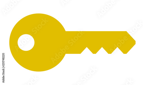 Key symbol icon - golden simple, isolated - vector