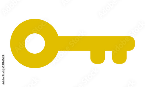 Key symbol icon - golden simple, isolated - vector