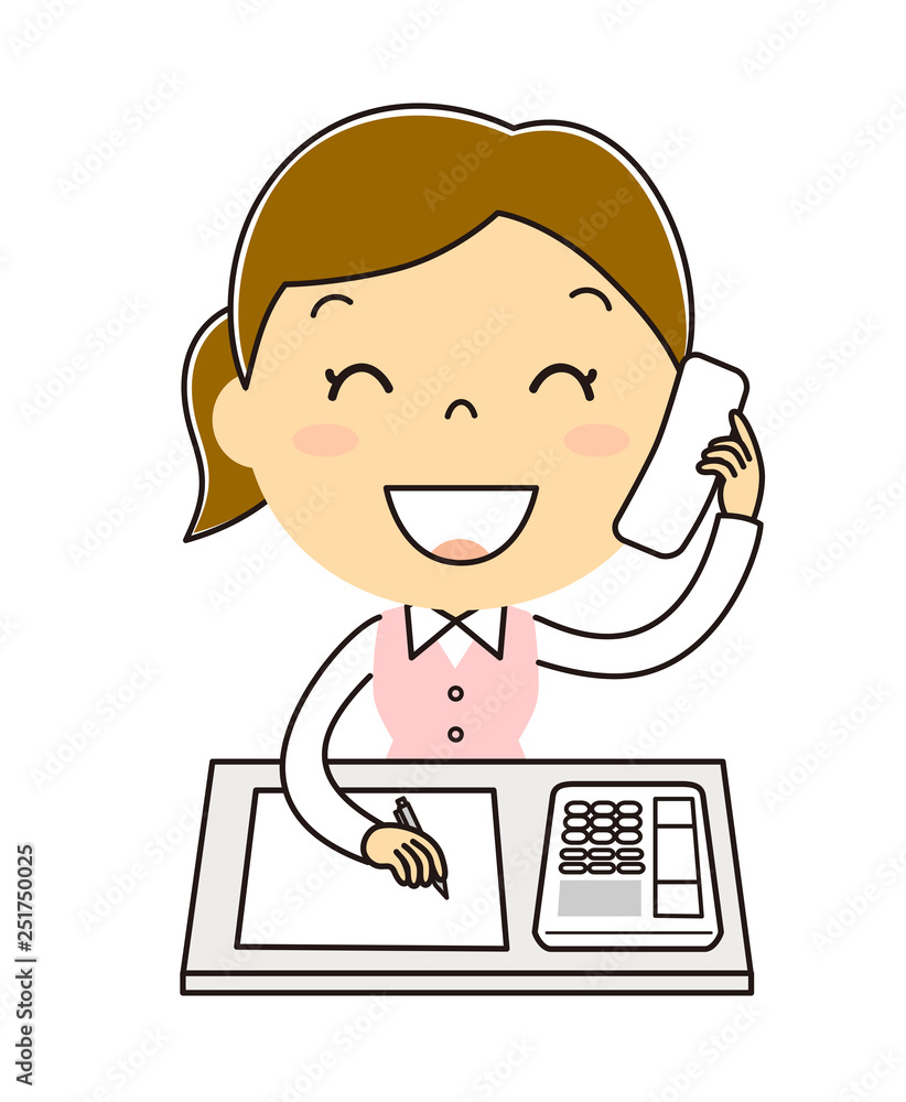 電話中の女性社員 Stock イラスト Adobe Stock