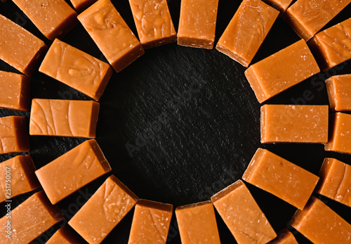 Sweet caramel candy pieces ...