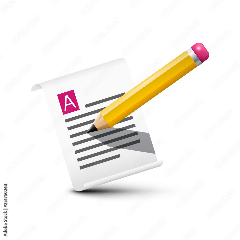 Pencil with Paper Notebook Symbol. Vector Document Icon. Pencil with Paper Notebook Symbol. Vector Document Icon.
