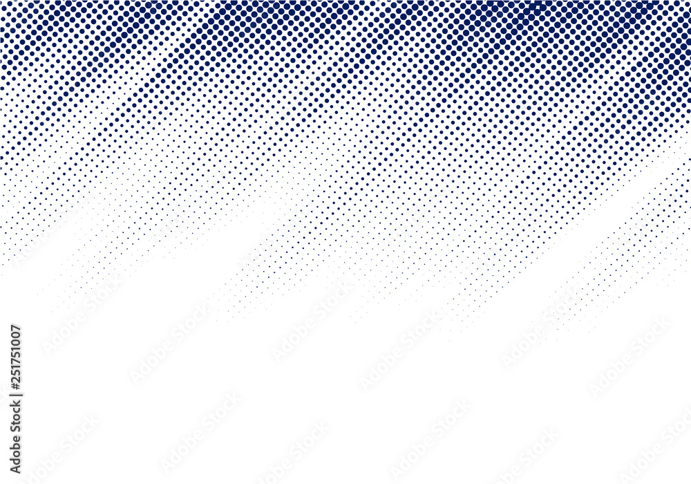 Abstract blue diagonal halftone texture on white background with copy ...