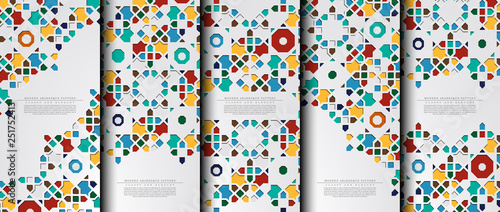 Modern arabesque Hexagonal classic pattern collection background template vector