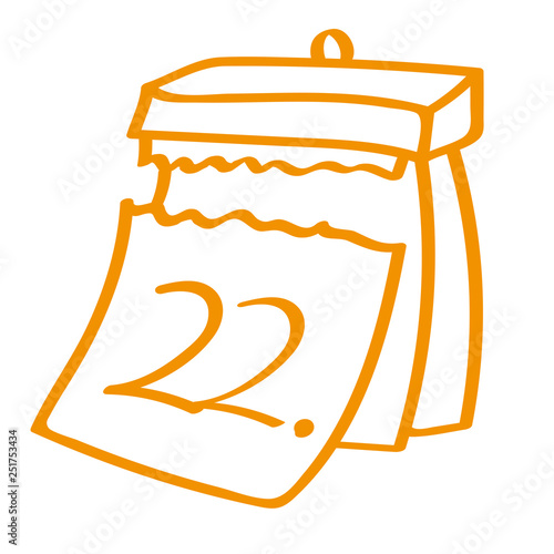 Hangezeichneter Kalender - Tag 22 in orange