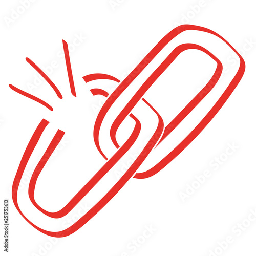Handgezeichnetes Link-Symbol offen in rot