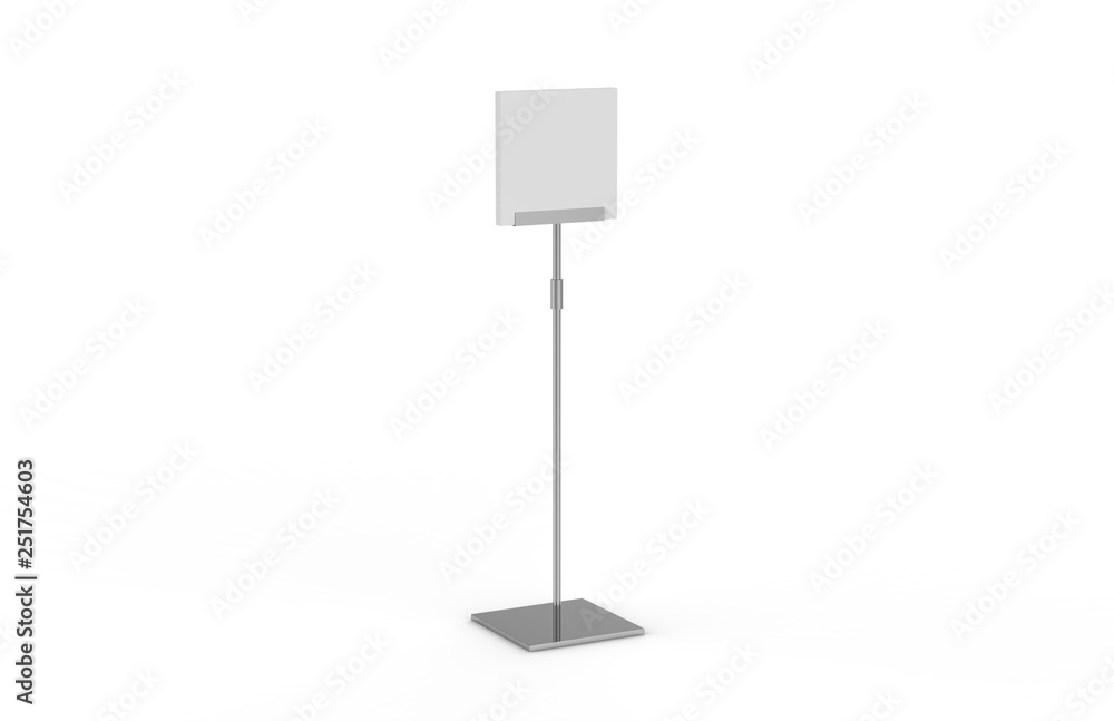 U Channel Stand, Telescopic Acrylic Stand and catalogue Holder, Mock Up Template On Isolated White Background, 3D Illustration U Channel Stand, Telescopic Acrylic Stand and catalogue Holder, Mock Up Template On Isolated White Background, 3D Illustration
