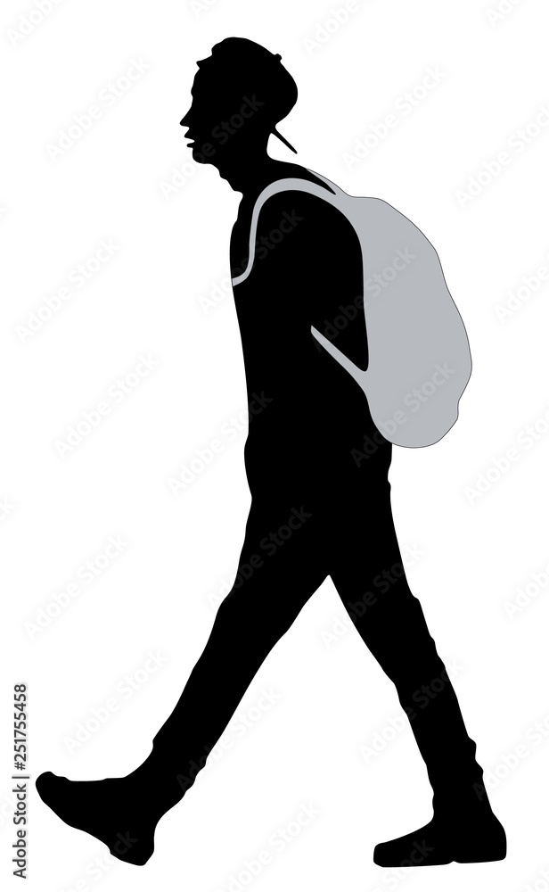 Student going to school with backpack, silhouette, vector - Vector Student going to school with backpack, silhouette, vector - Vector