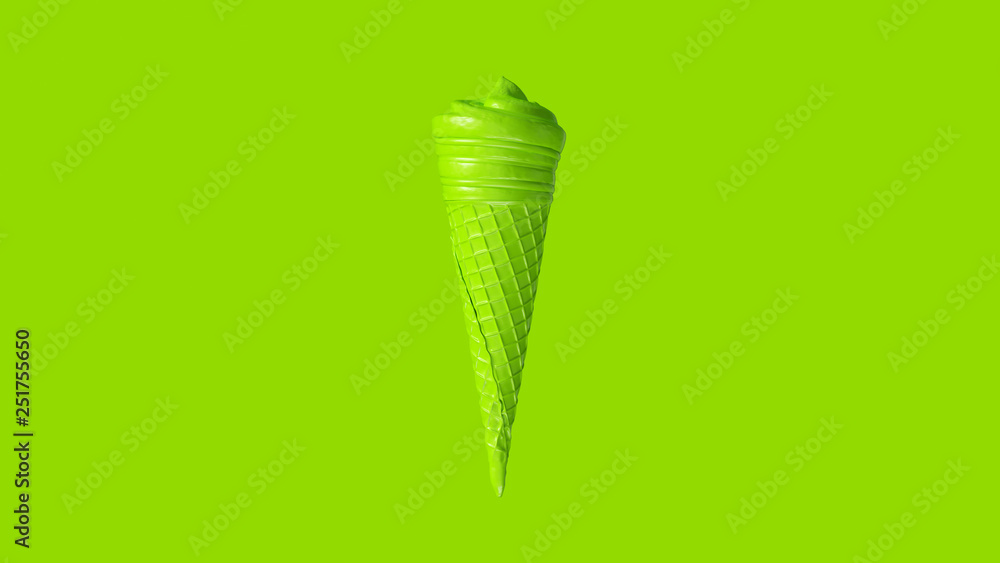 Lime Green Ice Cream Cornet Swirl 3d illustration 3d render Lime Green Ice Cream Cornet Swirl 3d illustration 3d render