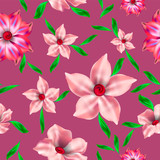 Beautiful floral seamless pattern on purple background. Packaging material or textile.