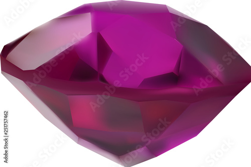 illustration with garnet gemstone isolated on white