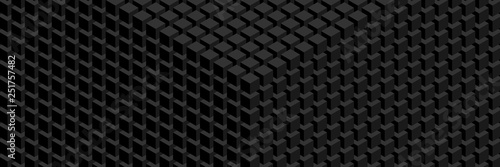 Trendy widescreen geometric background in isometric style. A wall of cubes.