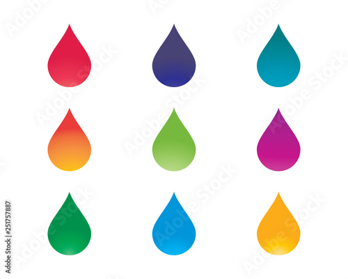 Set of abstract water drops symbols logo template